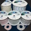 8mm Bowline Braid - WHITE WITH PURPLE FLECK - B/S 1747 KG SOLD PER METRE