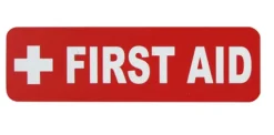SAM ALLEN SAFETY LABEL - FIRST AID 100mm x 30mm 3M ADHESIVE